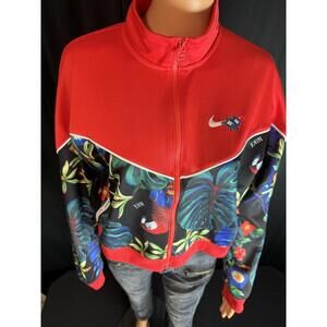 Nike women’s hyper femme tropical parrot print pocketed tracksuit jacket Large
